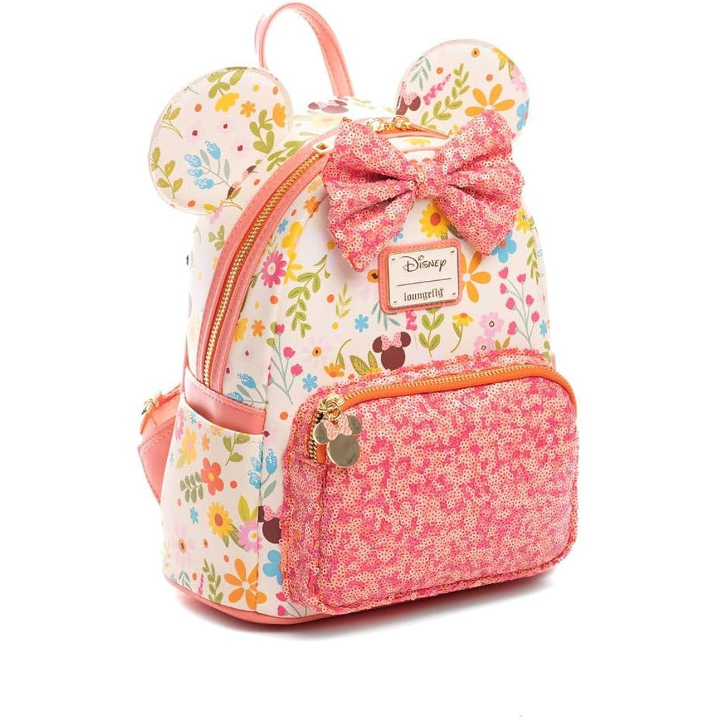 Loungefly Disney Minnie Mouse Springtime Sequins Womens Backpack