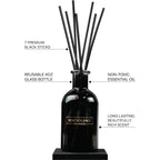 Benevolence La Premium Lavender & Eucalyptus Reed Diffuser Set – Essential Oil Diffuser For Home & Bathroom – Up To 120-Day Fragrance With Rattan Sticks & Gift Box – Charcoal Glass Room Décor