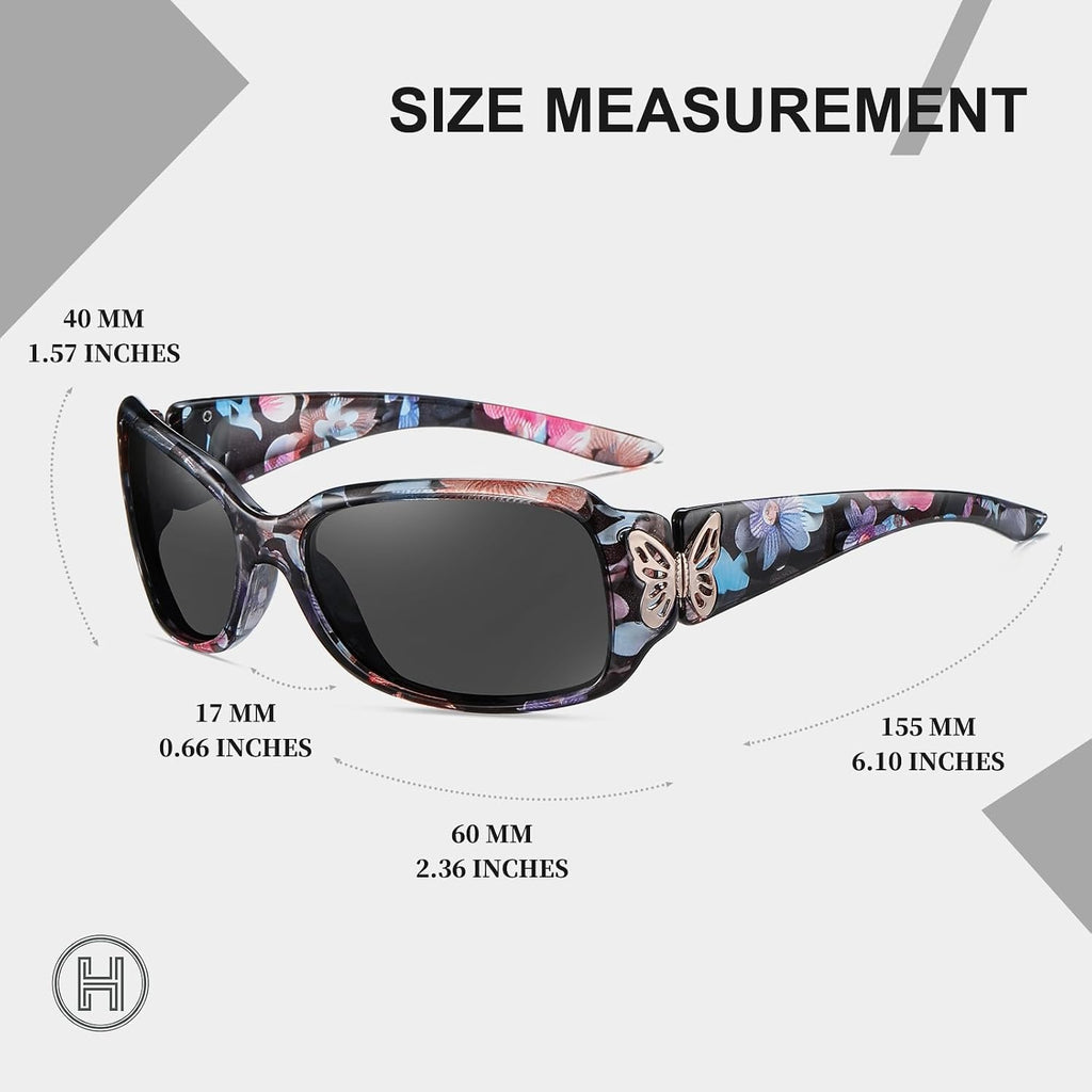 Women'S Polarized Sunglasses - Fashionable Wraparound Butterfly Design With Uv400 Protection