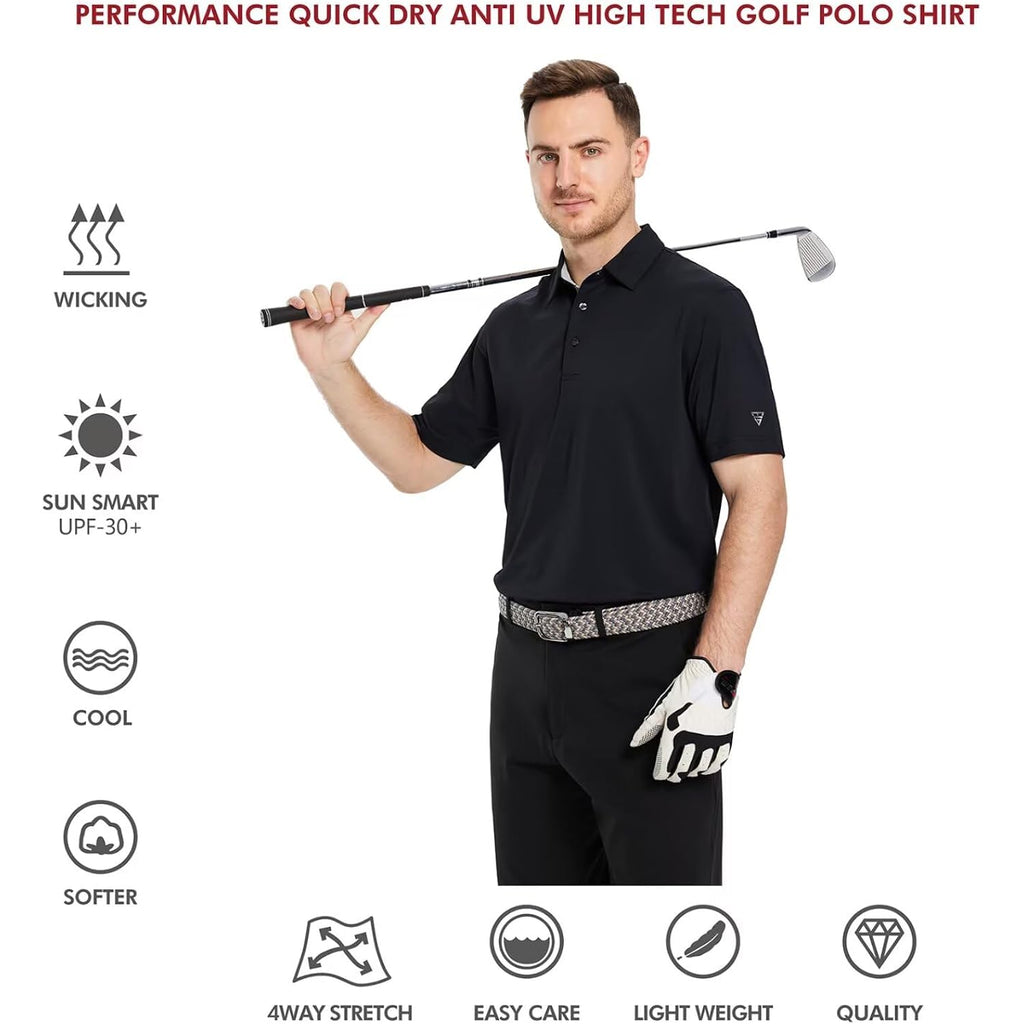 Mens Golf Shirt Short And Long Sleeve Moisture Wicking Dry Fit Performance Solid Casual Pique Golf Polo Shirts For Men