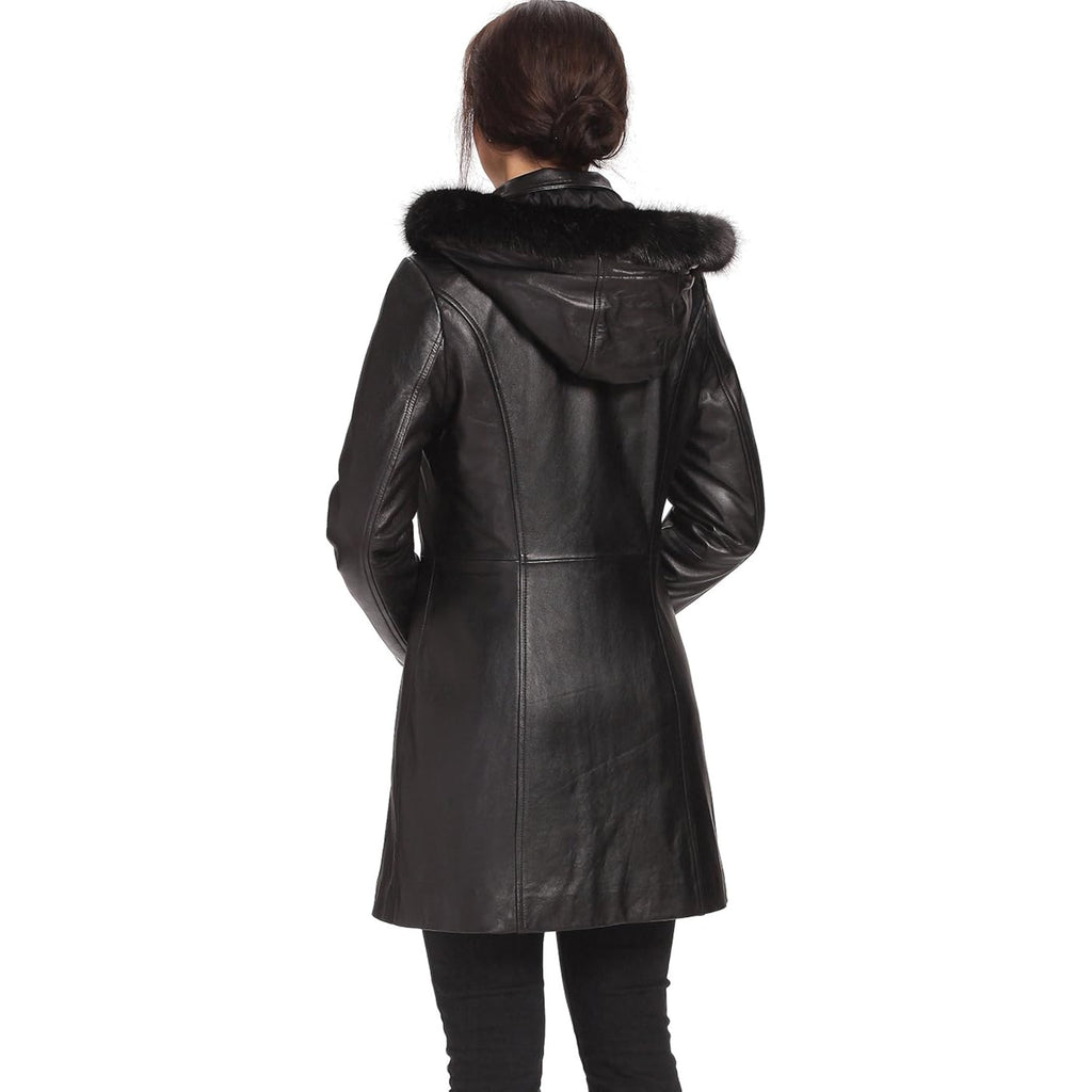 Women Irene Hooded Lambskin Leather Parka Coat (Also Available In Plus Size & Petite)