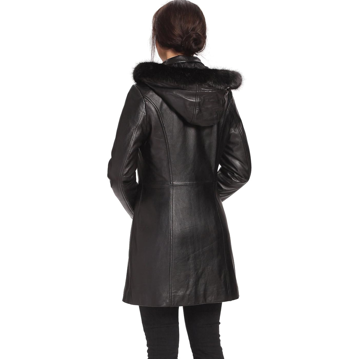 Women Irene Hooded Lambskin Leather Parka Coat (Also Available In Plus Size & Petite)