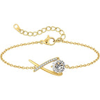 ANDSO Mothers Day Gifts for Mom, 2 Carat Moissanite Infinity Bracelets for women, 14K gold Plated, Engraved I Love Mom, Elegant Jewelry for Woman Wife Girlfriend Her