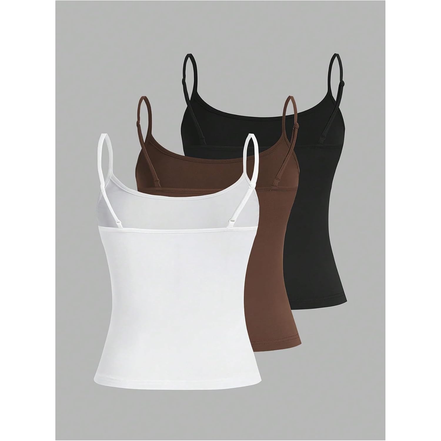 Soly Hux Women'S Sleeveless Crop Camisole 3 Packs Spaghetti Strap Tank Tops Slim Fit Cami Shirts