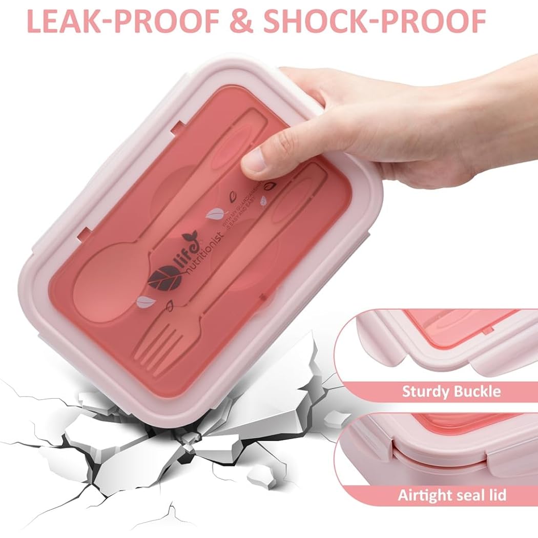 Lovina Bento Boxes For Adults - 1100 Ml Bento Lunch Box For Kids Childrens With Spoon & Fork - Durable For On-The-Go Meal, Bpa-Free And Food-Safe Materials