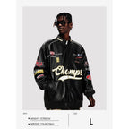 Aelfric Eden Faux Leather Racing Jacket Oversized Motorcycle Biker Racer Jackets Streetwear Unisex