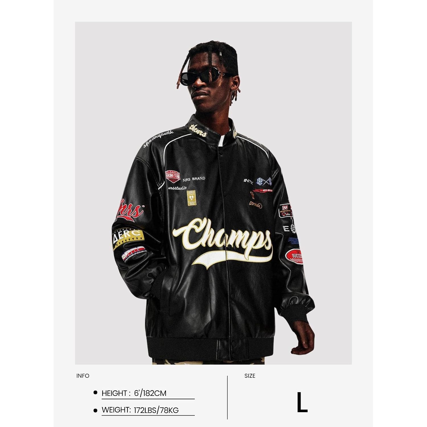 Aelfric Eden Faux Leather Racing Jacket Oversized Motorcycle Biker Racer Jackets Streetwear Unisex