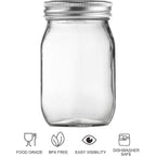BEWAVE Glass Mason Jars, 16oz Clear Glass Jars with Lids for Sealing, Regular Mouth Canning Jars for Food Storage, Snacks, Candies, DIY Projects, 4 Pack