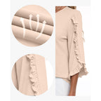3/4 Length Sleeve Womens Tops Crewneck Ruffle Sleeve Shirts Dressy Casual Blouse Summer Fall Fashion Business Outfit