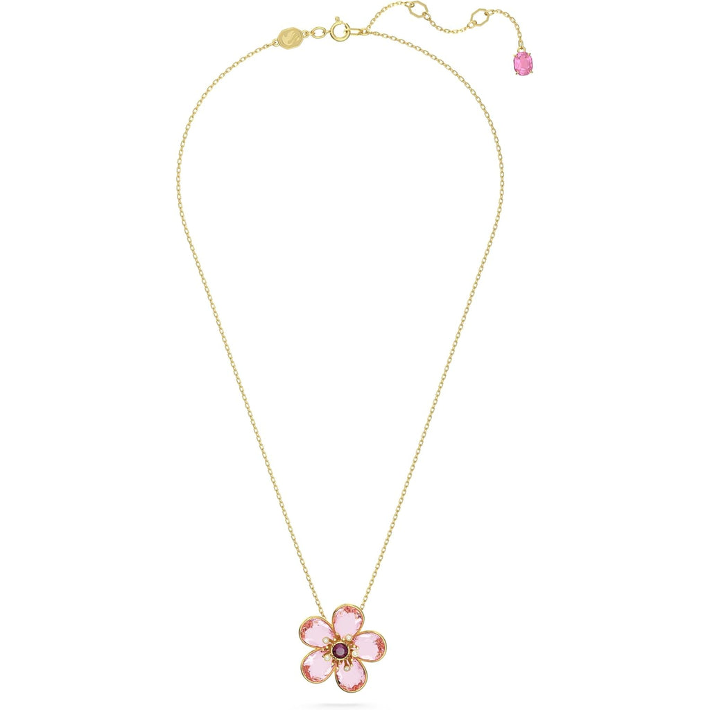 Swarovski Florere Necklace and Earrings Collection, Pink Crystals, Yellow Crystals, Gold Tone Metal Finish