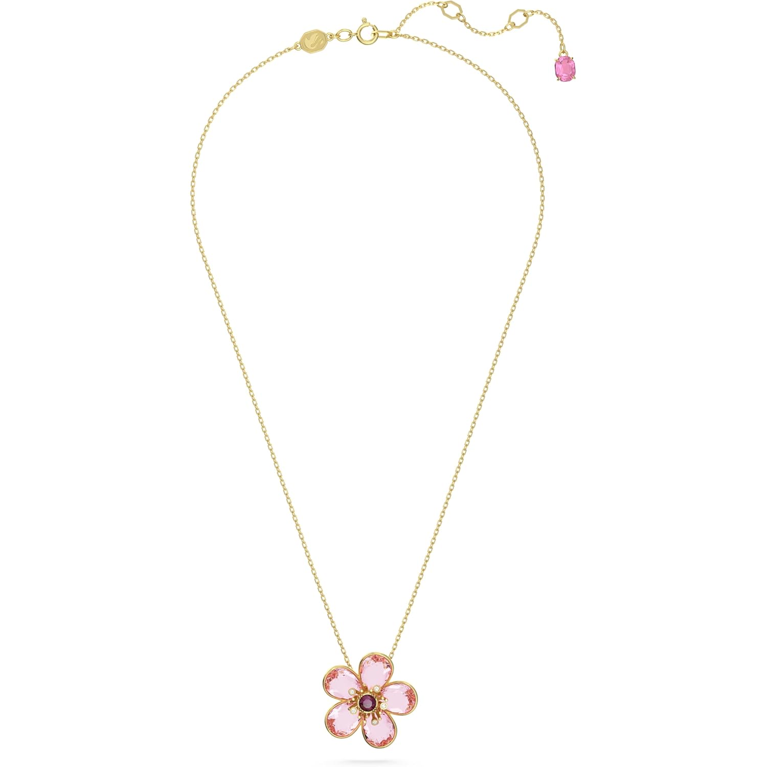 Swarovski Florere Necklace and Earrings Collection, Pink Crystals, Yellow Crystals, Gold Tone Metal Finish