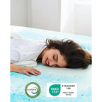 Perlecare 3 Inch Twin Xl Memory Foam Mattress Topper, Cooling Gel Infused Mattress Pad, Ventilated Bed Topper For Pressure Relief, Dorm Room Essentials, Blue
