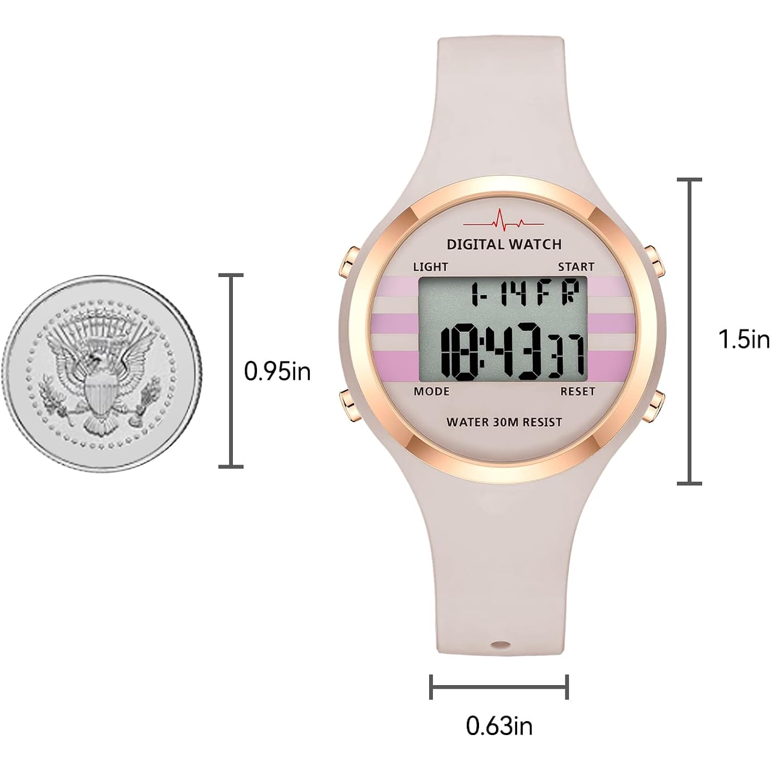 Bofan Waterproof Sports Women'S Digital Watch Chronograph Silicone Strap Watch