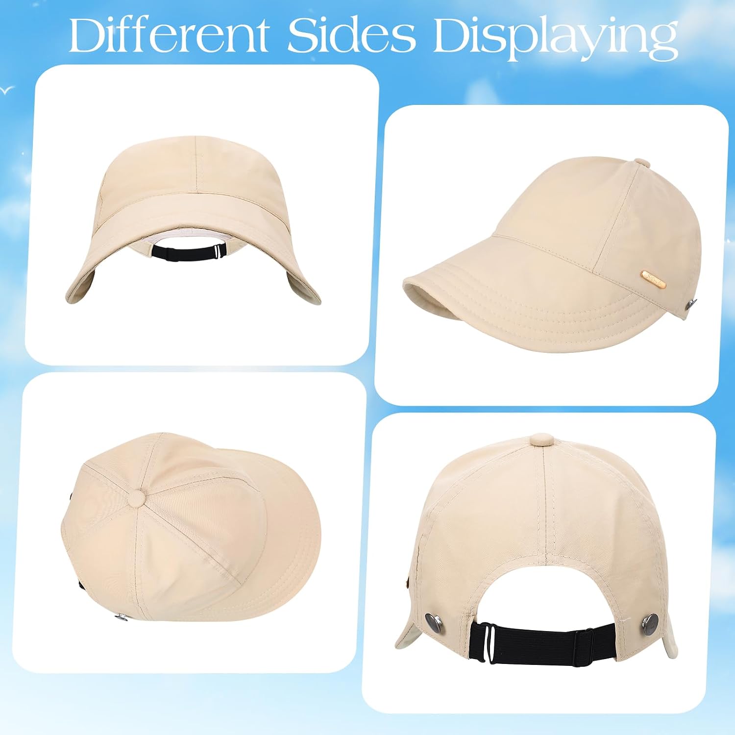 4PCS UPF 50+Womens Sun Hat UV Protection Wide Brim Hat Adjustable Ponytail Breathable for Hiking Fishing Running Golf Sports Multi