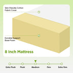 Paylesshere | 8 Inch Twin Mattress | Medium Firm Base Foam Mattress | Removable Washable Zipper Cover | Breathable & Comfortable | White | Bed In A Box | Certipur-Us Certified
