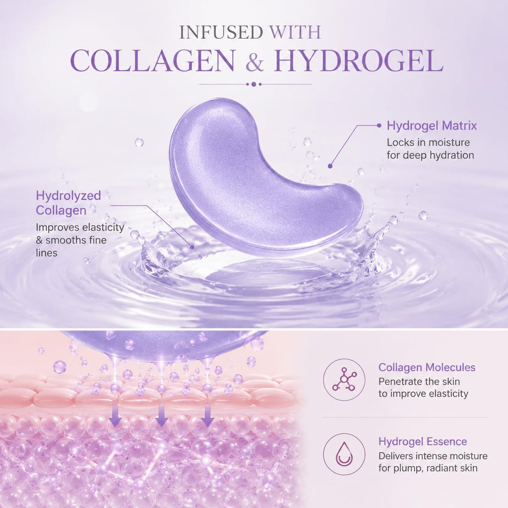 Esfolio Made In Korea Pure Skin Collagen Eye Patch 60 Patches, Hydrogel Under Eye Patches With Collagen, Cooling Eye Care Patches For Smooth And Refreshed Looking Skin, Korean Skincare