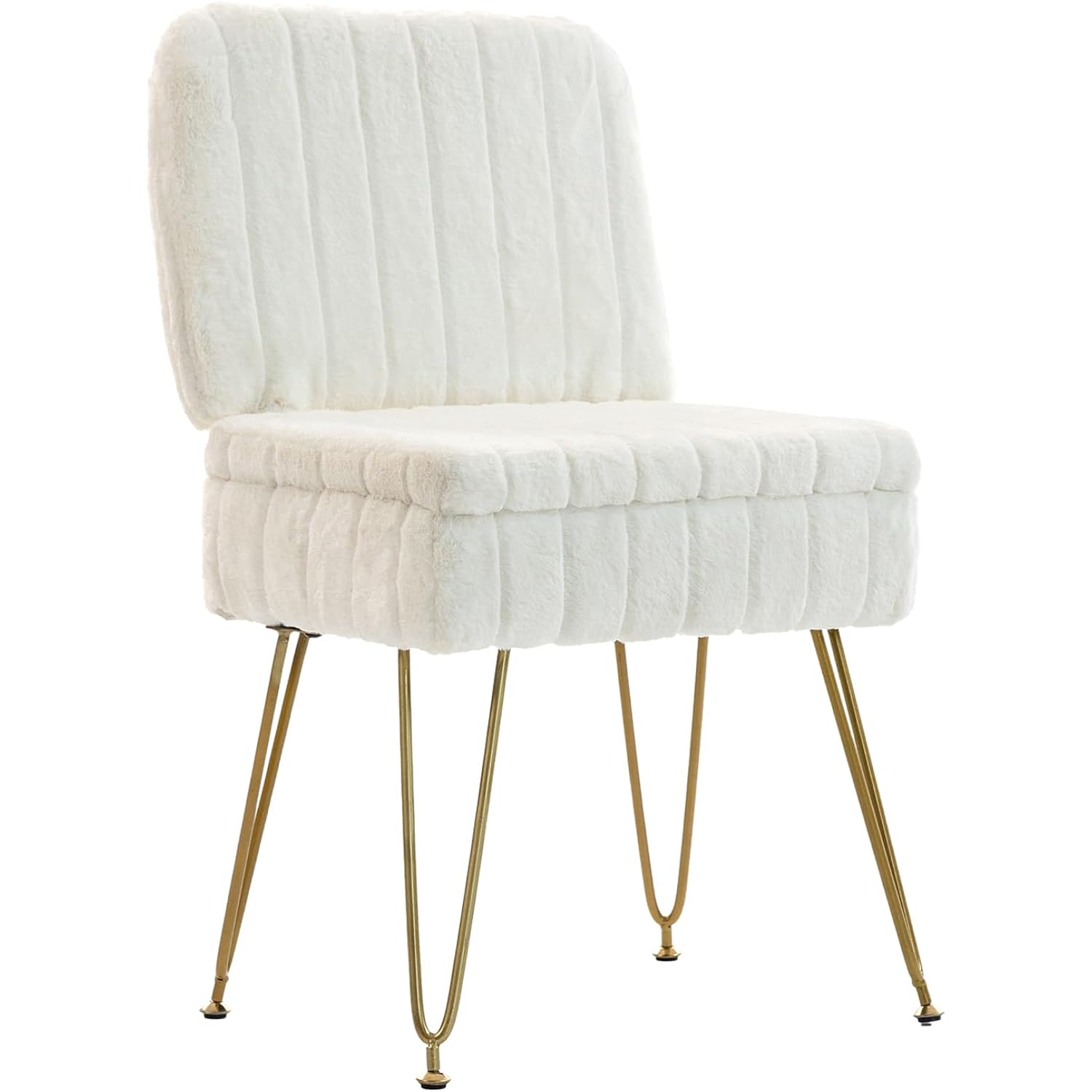 Vanity Chair With Storage | Comfy Ottoman With Folding Back