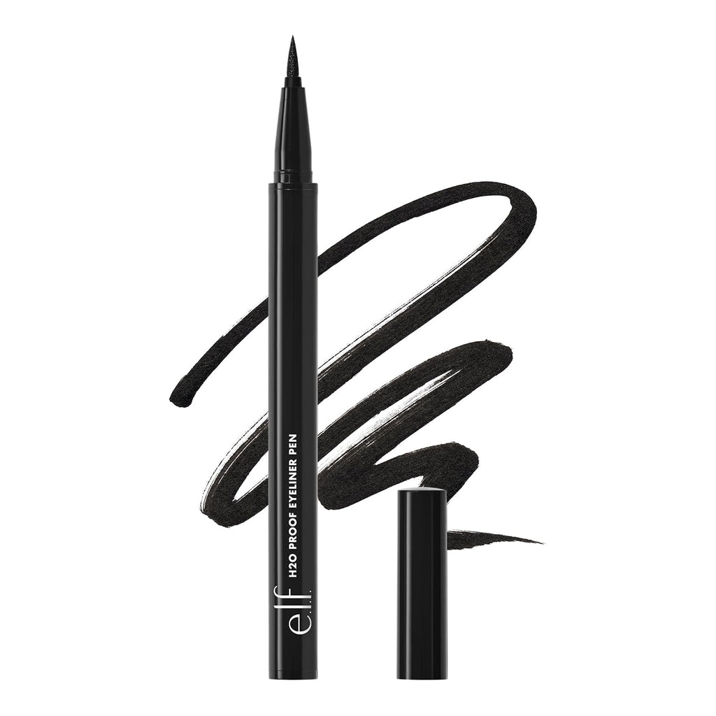 E.L.F. H2O Proof Eyeliner Pen, Felt Tip, Waterproof, Long-Lasting, High-Pigmented Liner For Bold Looks, Vegan & Cruelty-Free, Jet Black. 0.02 Fl Oz