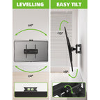 USX MOUNT TV Wall Mount for 32-74 inch Flat Screen/LED/4K up to 110lbs, Full Motion TV Mount Bracket with Swivel & Tilt Articulating Dual Arms, Max VESA 400x400mm, Fits 12/16" Wood Studs