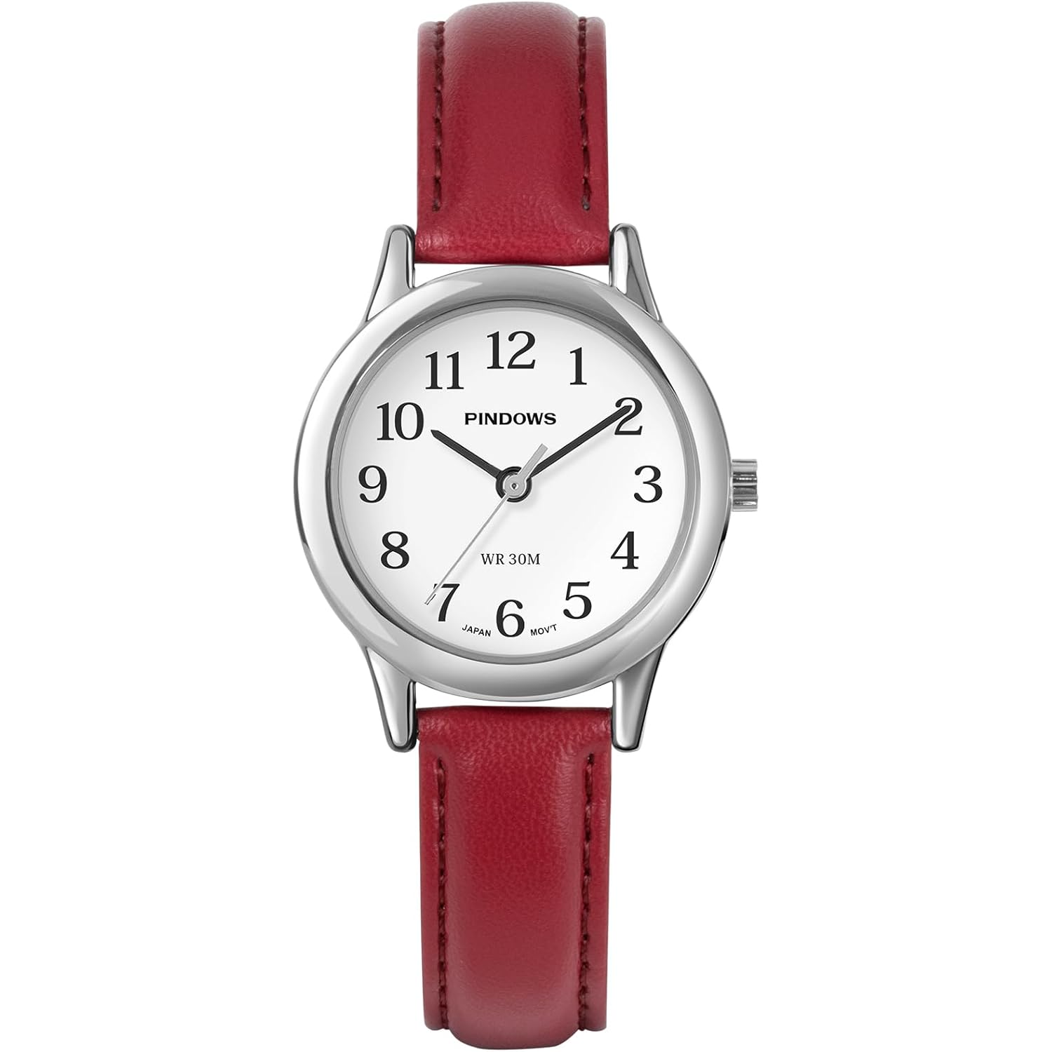 PINDOWS Minimalist Watches for Women, Gold-Tone Case with Black Leather Strap, Fashionable, Everyday Elegant Quartz Analog Dress Watch