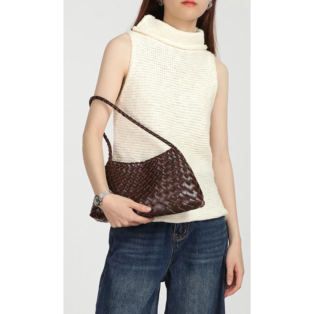 Woven Hobo Bags for Women Suede Woven Tote Bag Trendy Bucket Purse Underarm Shoulder Bag Vintage Handbag Retro Clutch Purses