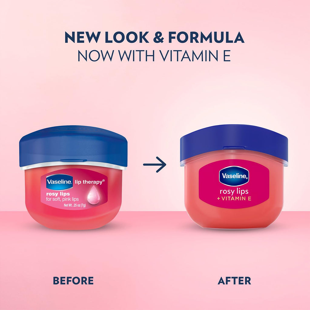 Vaseline Lip Therapy Rosy Lips 3-Pack – Moisturizing Lip Balm For Very Dry Lips In Mini Jars, 0.25 Oz.