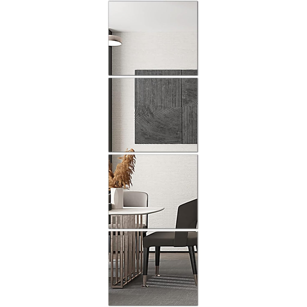 Delma Glass Full Length Wall Mirror Tiles, 14'' x 12'' 4PCS, Frameless Body Tiles for Bedroom, Mounted Home Gym, Door