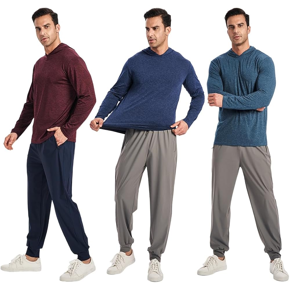 5 Pack Men'S Lightweight Pullover Hooded Tees – Long Sleeve Sweatshirts For Gym, Running, Fishing