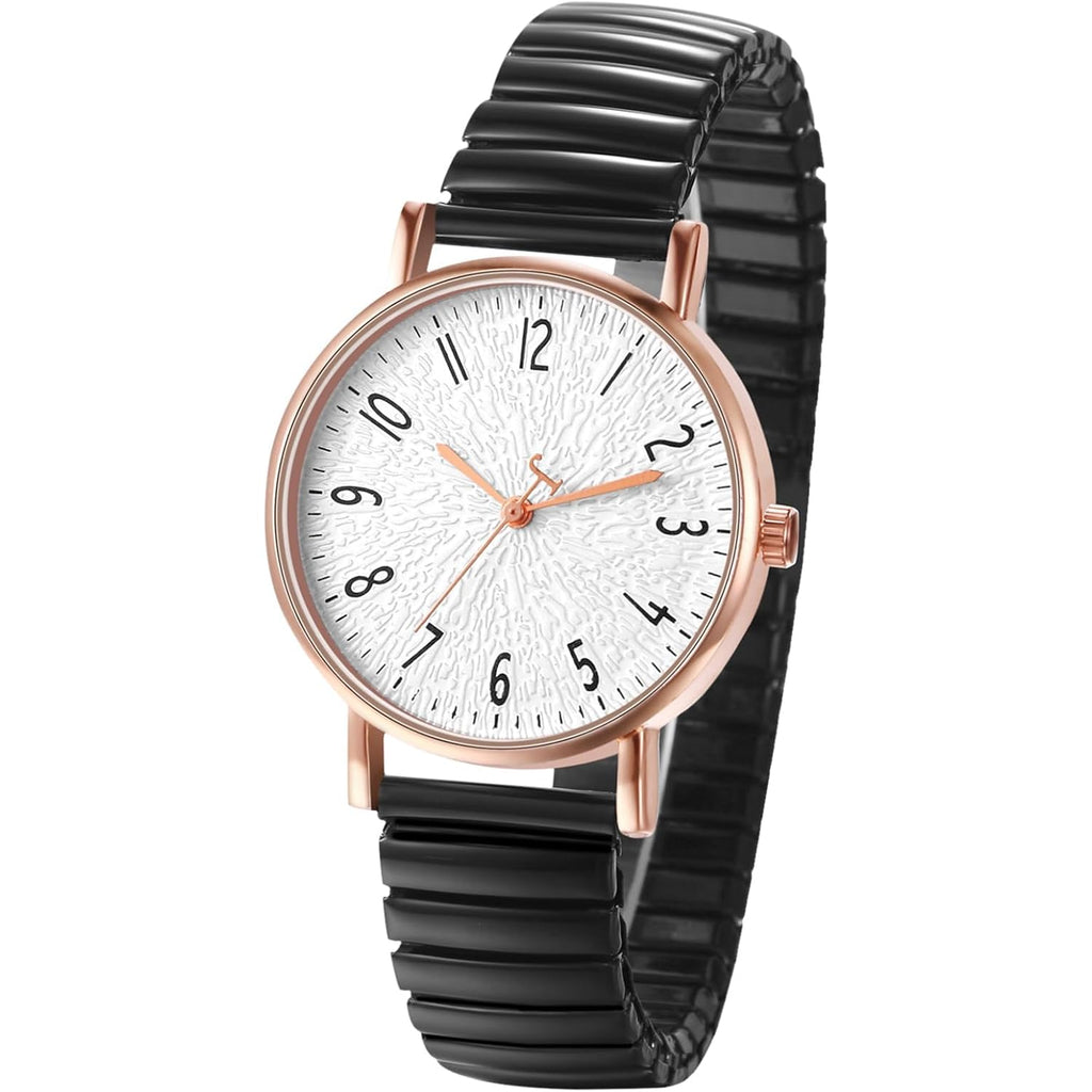 OIDEA Women's Elastic Strap Watches: Large Face Arabic Numerals Analog Quartz Wrist Watches for Women Easy Reader Stretch Band Waterproof Ladies Wratch