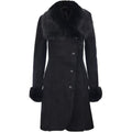 Infinity Leather Ladies Warm Black Suede Merino Shearling Sheepskin Coat With Toscana Collar