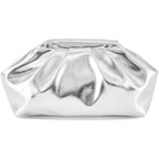 Bryctsisen Pleated Evening Vegan Leather Clutch Handbag Purse Metallic Pu Cloud Shoulder Bag For Women Evening Purse Handbag
