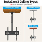 Ceiling Tv Mount For 26-65 Inch Tvs, 360° Swivel Full Motion Ceiling Mount Tv Bracket, Height Adjustable, Tilt Tvs Ceilings Mounts, Supports Up To 110 Lbs, Max Vesa 400X400Mm