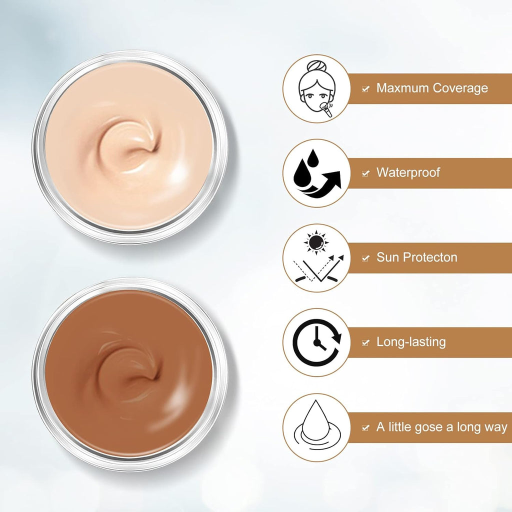 Tattoo Cover Up Makeup, 2-Color Waterproof & Sweatproof Concealer Set, Long-Lasting Camouflage for Body Tattoos, Imperfections & Spots, Natural Invisible Finish