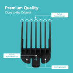Clipper Guards Set Compatible with Wahl Clippers (Not for All Models), Clipper Guides Replacement - 1/16" to 1", 10 Piece Set, Black Color