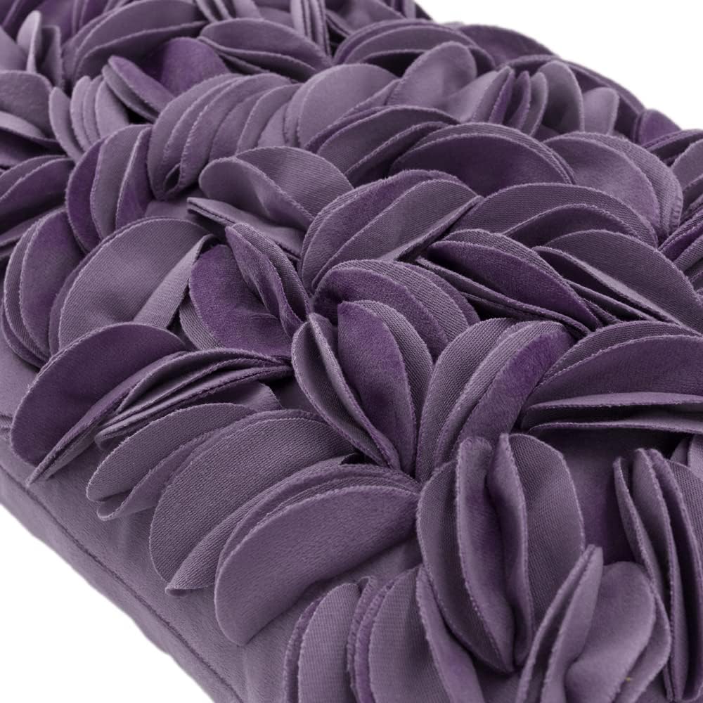 Kingrose Hand Crafted Stereo Flower Throw Pillow Cover Rectangular Cushion Cover Soft Pillow Case For Sofa Couch Chair Bed Living Room Office 12 X 20 Inches Velvet Purple