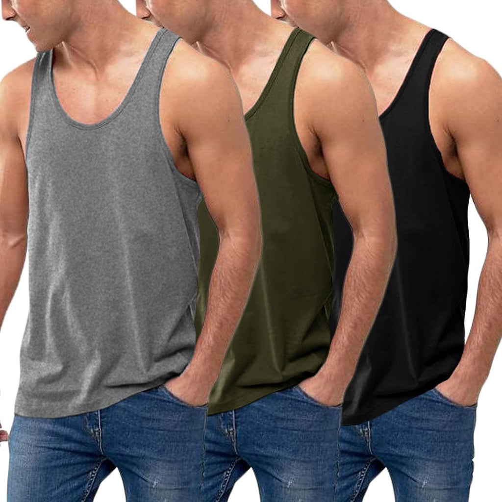 Coofandy Men'S 3 Pack Tank Tops Cotton Performance Sleeveless Casual Classic T Shirts