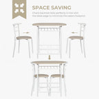 Vingli 3 Piece Dining Set,Small Kitchen Table Set For 2,Breakfast Table Set,Kitchen Wooden Table And 2 Chairs For Small Space/Dining Room/Apartment,Metal Frame,Wine Rack,White&Light Oak