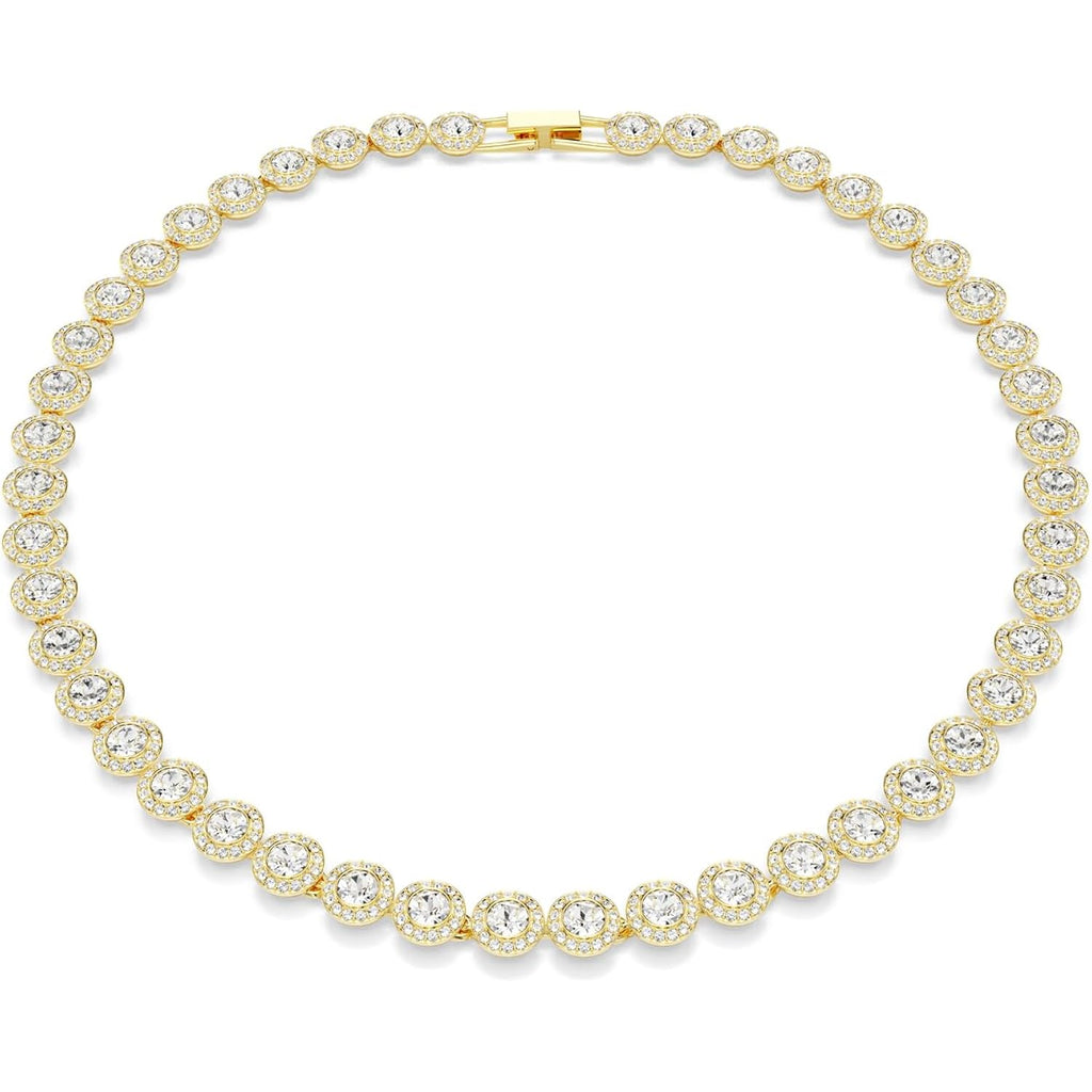 Swarovski UNA Angelic Tennis Necklace, Round Cut, Clear, Gold-Tone Finish