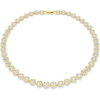 Swarovski UNA Angelic Tennis Necklace, Round Cut, Clear, Gold-Tone Finish