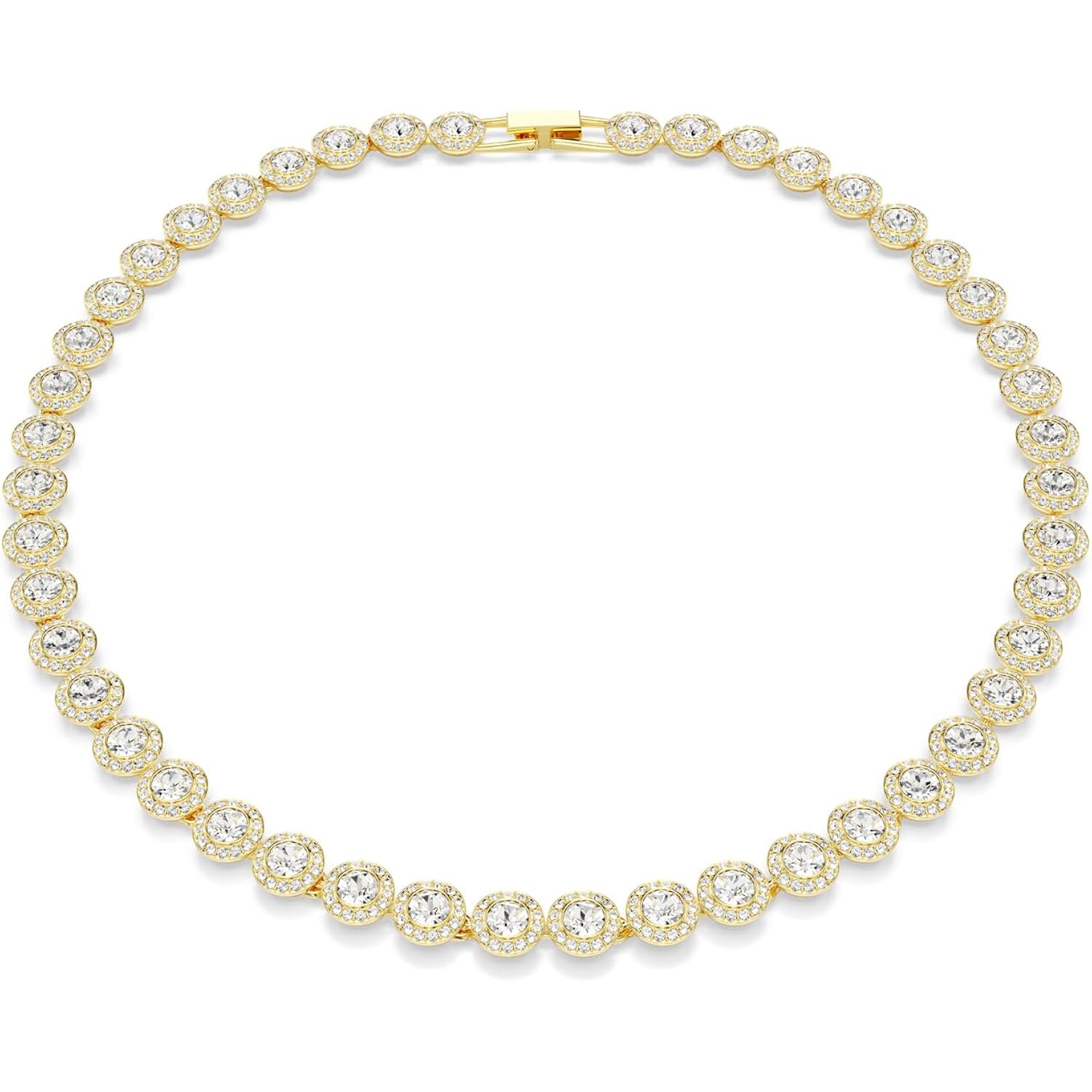 Swarovski UNA Angelic Tennis Necklace, Round Cut, Clear, Gold-Tone Finish