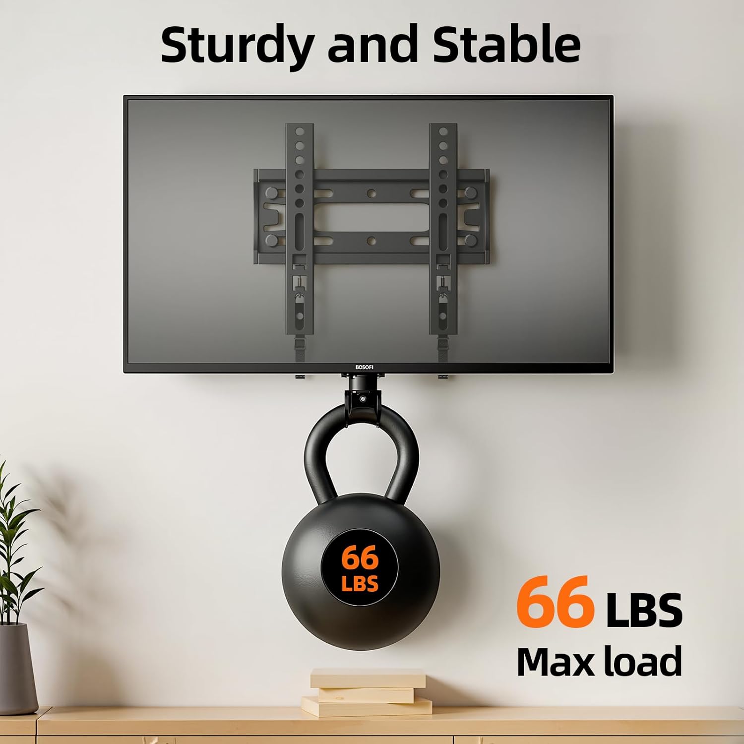 IWORBOARD 32 40 42 inch Fixed TV Monitor Wall Mount for LED LCD TVs & Monitor, Low Profile Small RV TV Mount, Easy Slim Flat Wall Bracket, Max VESA 200x200mm, 66lbs, Single Stud, Fit 19 24 42 inch