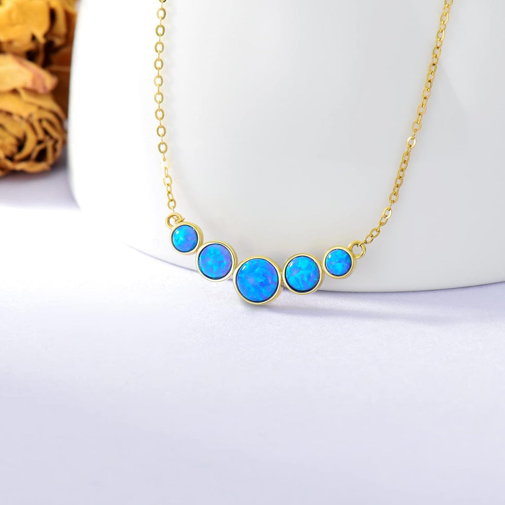 SISGEM Solid 14K Gold Opal Necklace for Women, Real Gold Choker Necklace Fine Jewelry Gifts for Wife,Mom,Mother'Day, 18 Inch