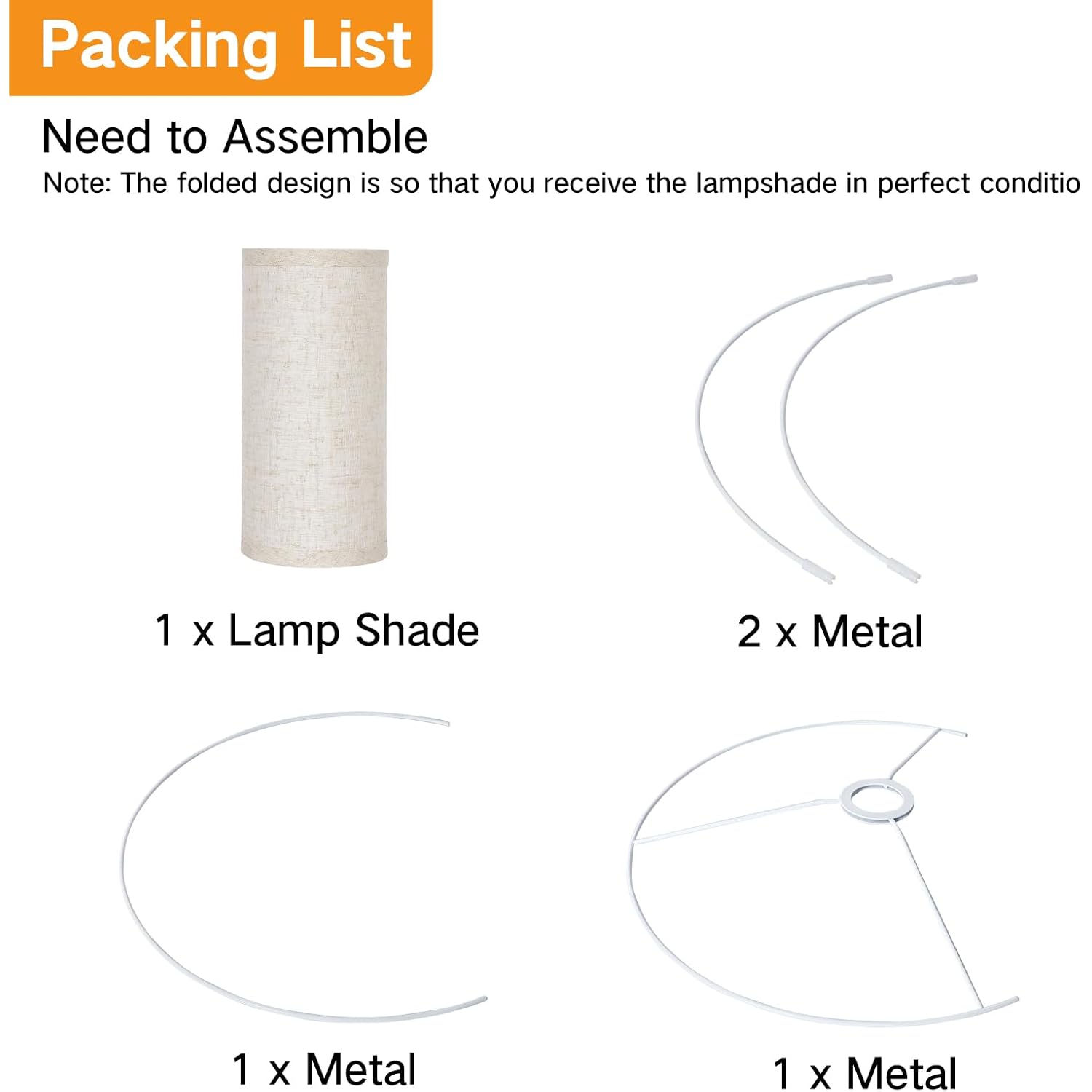 Outon Beige Large Drum Lamp Shades For Floor Lamps, 16" Top X16" Bottom X 9" High, Easy To Assemble, Replacement Linen Lampshades For Table Lamps & Bedside Lamps (1.65" Spider)
