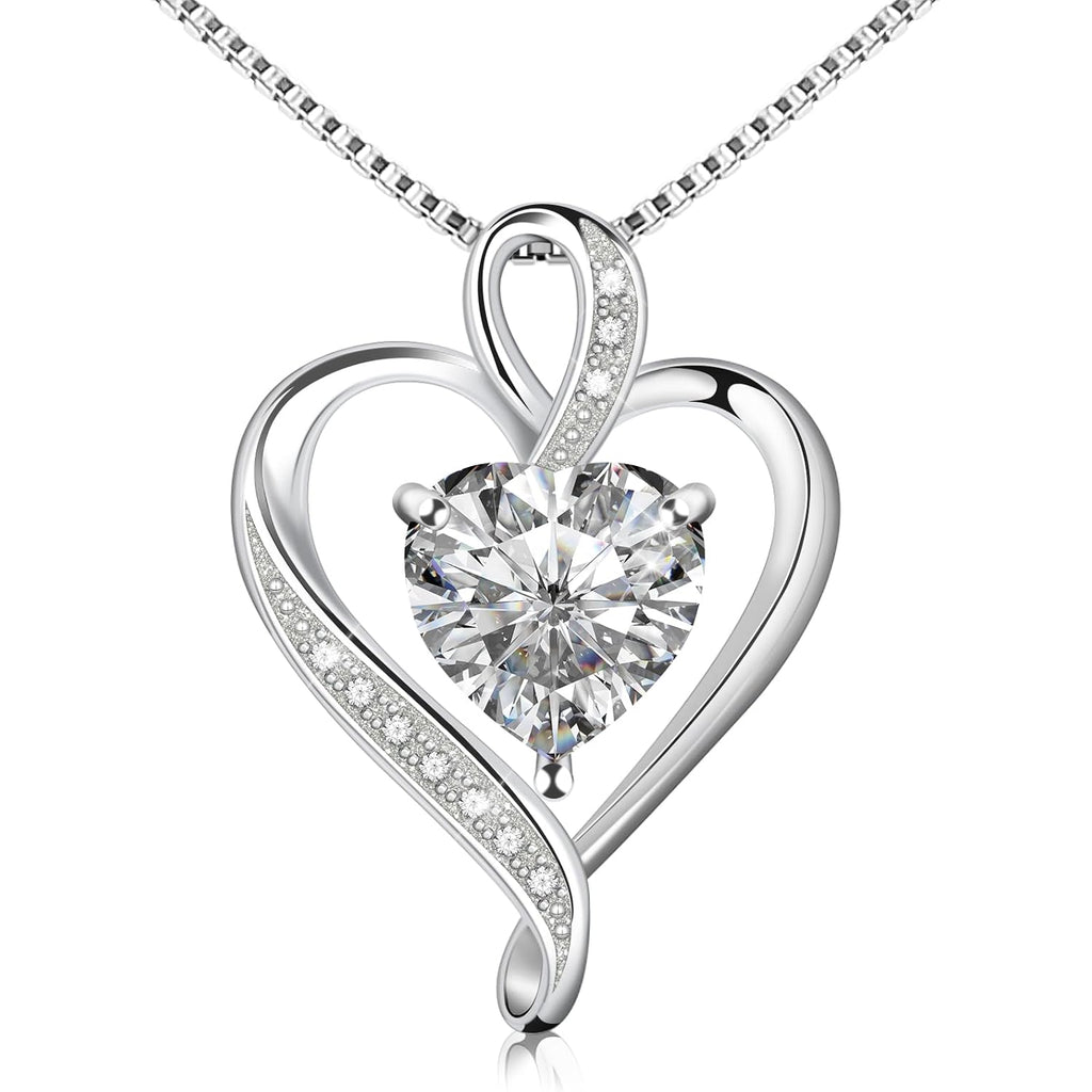 925 Sterling Silver Necklace - Exquisite Silver Jewelry for Women - Heart Pendant Silver Necklace - Birthday, Anniversary, Valentine's Day Gift for Women, Wife, Mom, Girlfriend, Lady