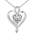 925 Sterling Silver Necklace - Exquisite Silver Jewelry for Women - Heart Pendant Silver Necklace - Birthday, Anniversary, Valentine's Day Gift for Women, Wife, Mom, Girlfriend, Lady