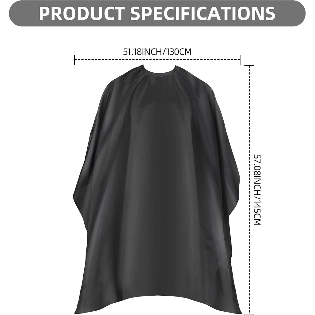 Professional Hair Cutting Cape With Adjustable Snap Closure, Salon Barber Cape,Waterproof Hairdressing Salon Cape - 57" X 51"(Black)