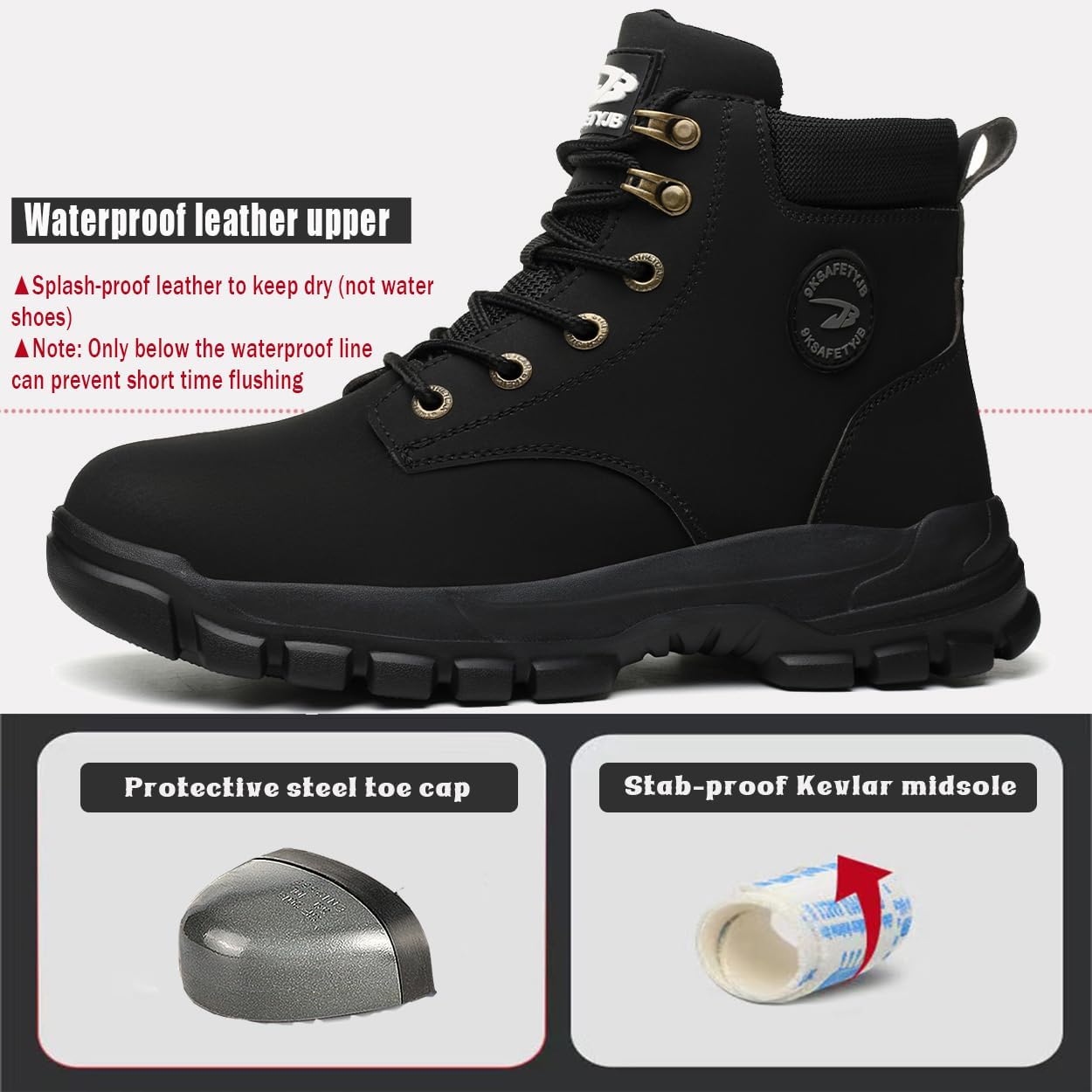 Steel Toe Boots For Women Wateproof Safety Shoes Men Lightweight Composite Toe Boots Leather Construction Steel Work Shoes