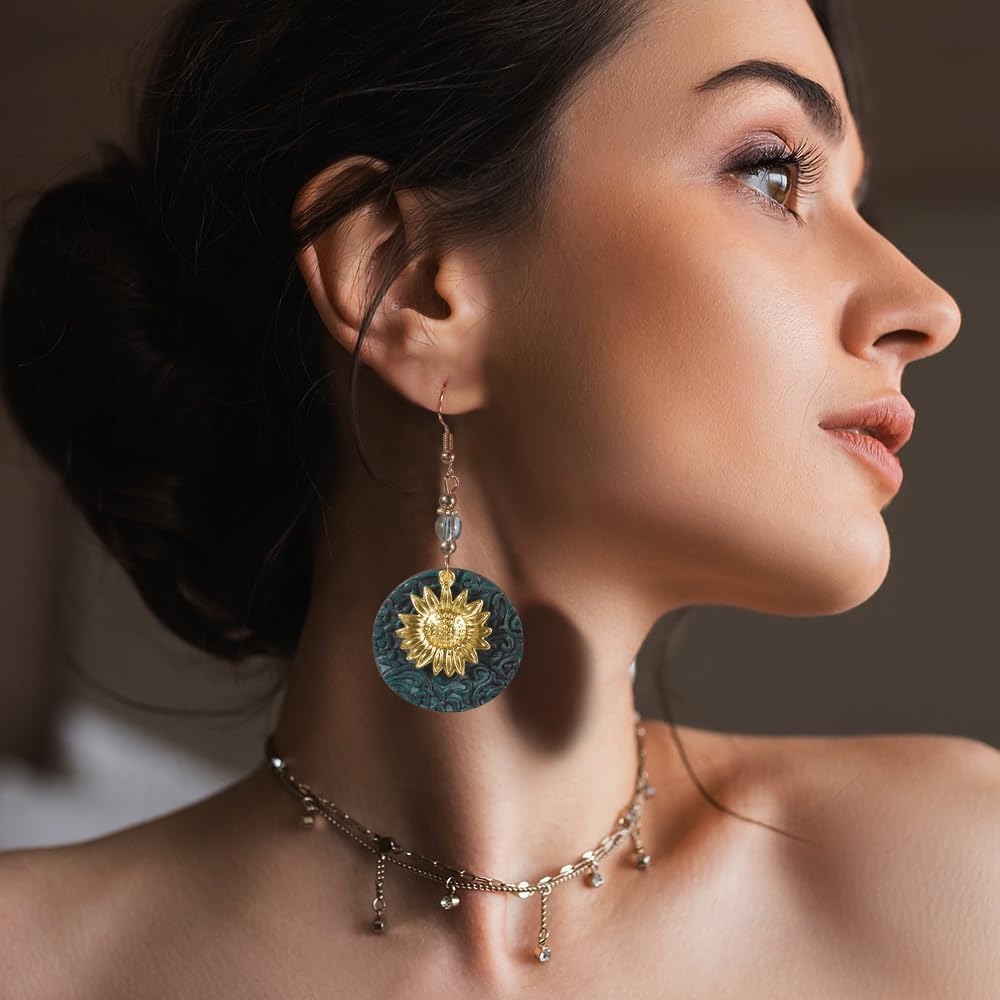 10/14 Pairs Vintage Dangle Earrings for Women Boho Jewelry Set Sunflower Geometric Teardrop Earrings