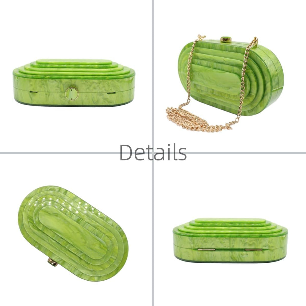 Acrylic Evening Clutch Bag For Women Shell Shape Shoulder Crossbody Bag Glitter Marble Purse Handbag