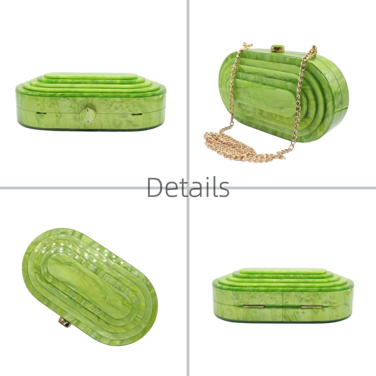 Acrylic Evening Clutch Bag For Women Shell Shape Shoulder Crossbody Bag Glitter Marble Purse Handbag